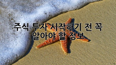 주식 투자 시작하기 전, 꼭 알아야 할 정보!